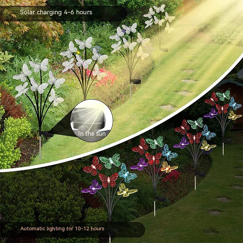 Solar Butterfly Outdoor Yard Lamp