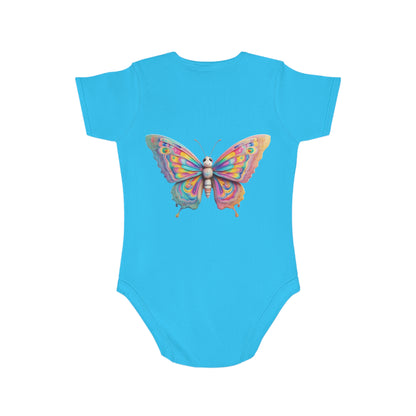 Cute Baby Animal Bodysuit with Colorful Tiger and Butterfly Designs