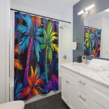 Dark Palm Shower Curtains