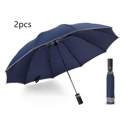 Inverted Umbrella Travel Portable Windproof Folding Umbrella,10Ribs Auto  Close Umbrella,Reflective Stripes For Night Safety