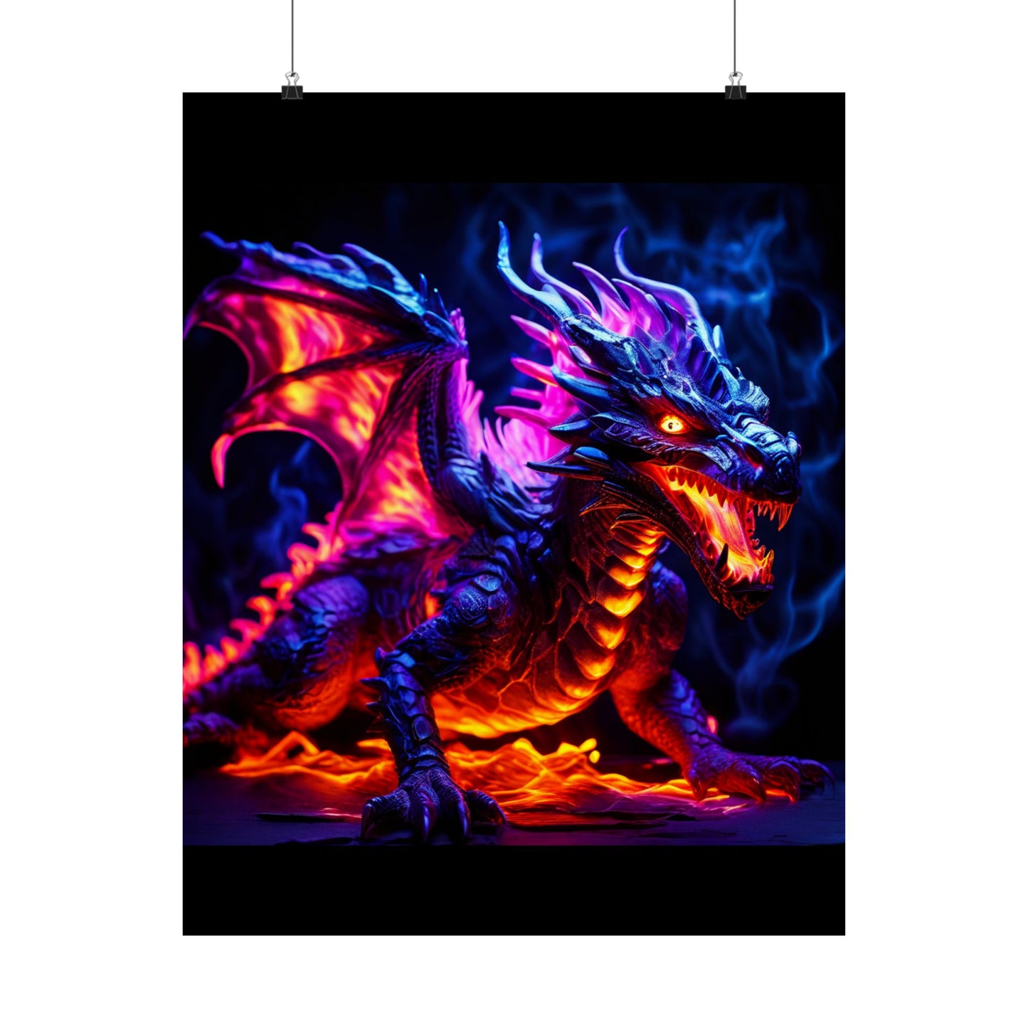 UV Black Light Reactive Neon Glow Dragon Matte Vertical Posters