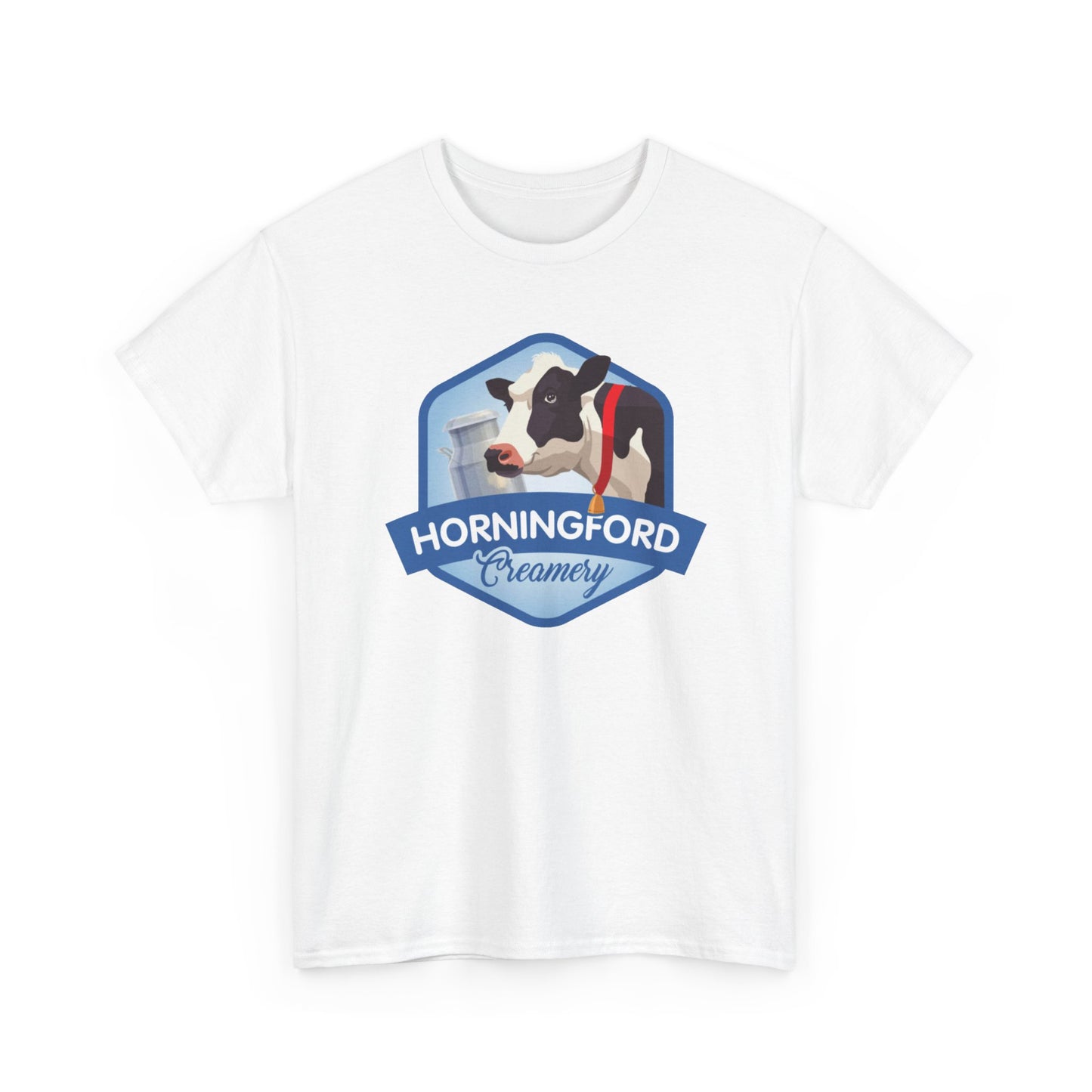 Cow Themed Unisex Heavy Cotton Tee - Horningford Creamery Graphic