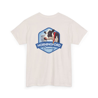 Horningford Creamery Unisex Heavy Cotton Tee - Farm Fresh Design with Cow Graphic