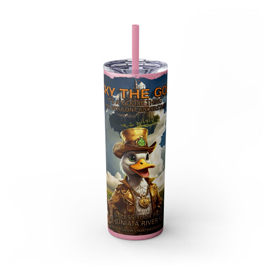 Lucky The Goose Skinny Tumbler with Straw, 20oz