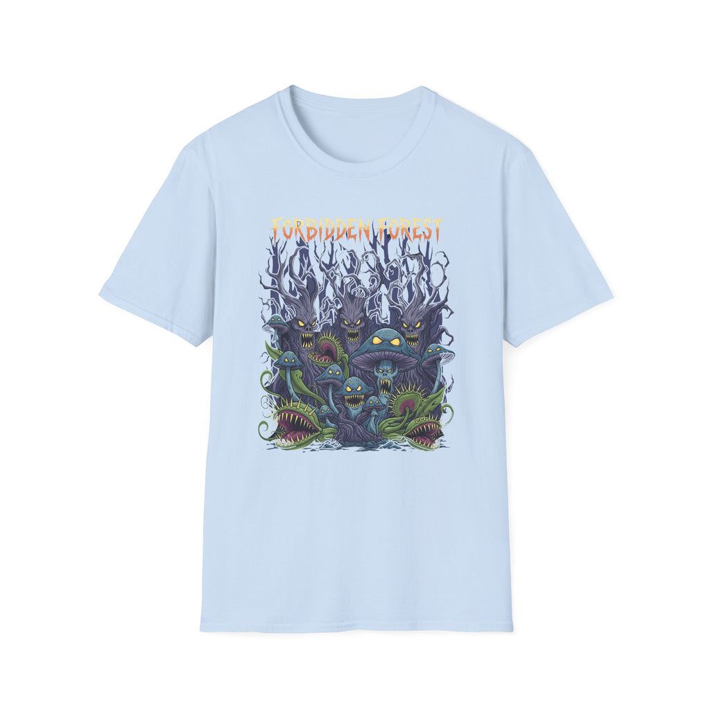 Forbidden Forest Graphic T-Shirt for Nature Lovers & Mystical Vibes, Gift for Halloween, Casual Wear, Adventure Tee, Unique Design