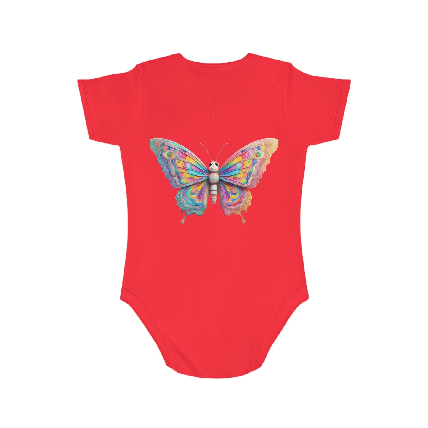 Cute Baby Animal Bodysuit with Colorful Tiger and Butterfly Designs