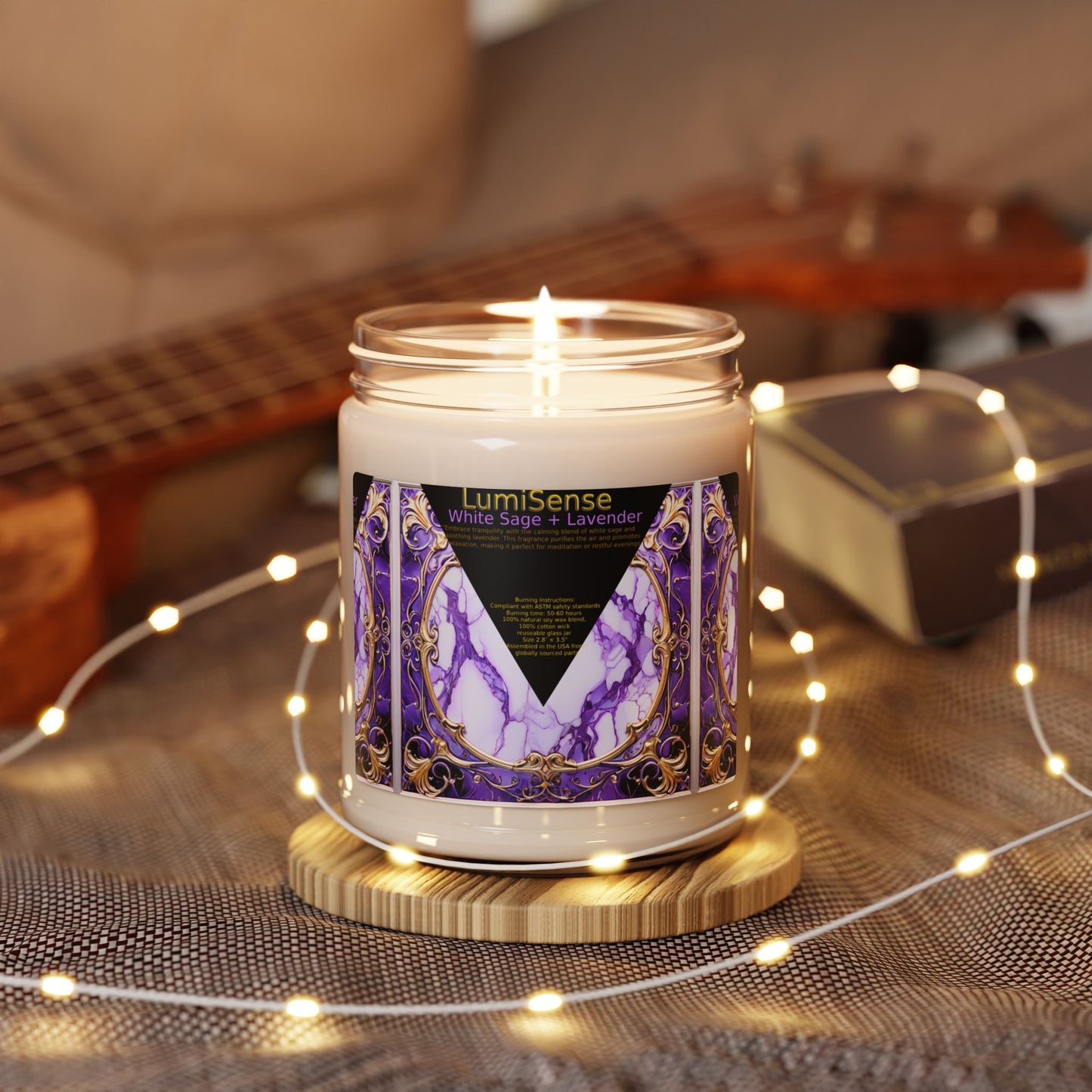 LumiSense White Sage + Lavender Soy Candle - 9oz Aromatherapy Relaxation