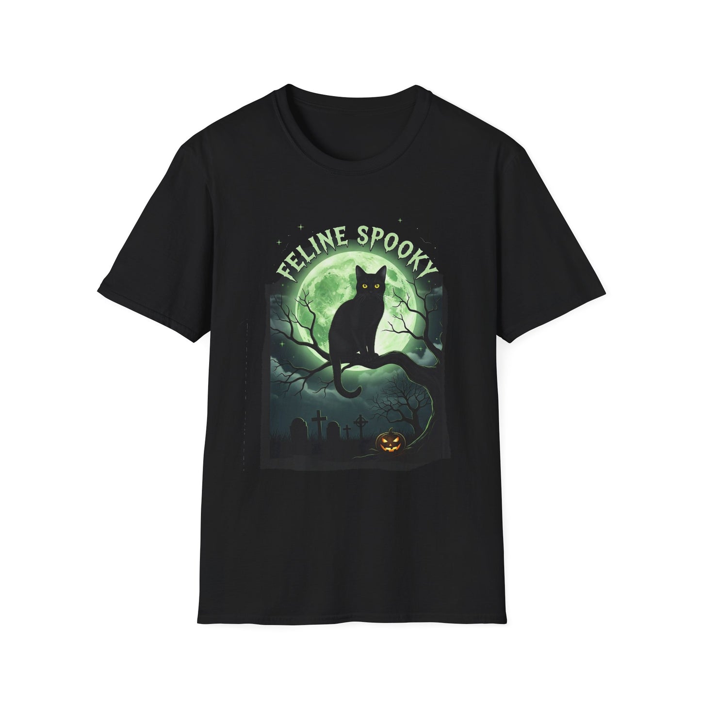 Feline Spooky Halloween T-Shirt, Cat Lovers Tee, Unisex Graphic Shirt, Fall Festive Apparel, Halloween Party Outfit