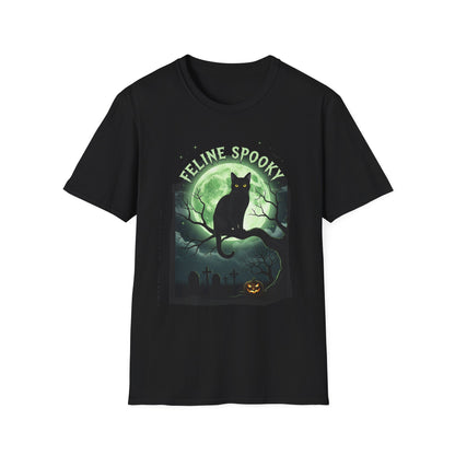 Feline Spooky Halloween T-Shirt, Cat Lovers Tee, Unisex Graphic Shirt, Fall Festive Apparel, Halloween Party Outfit