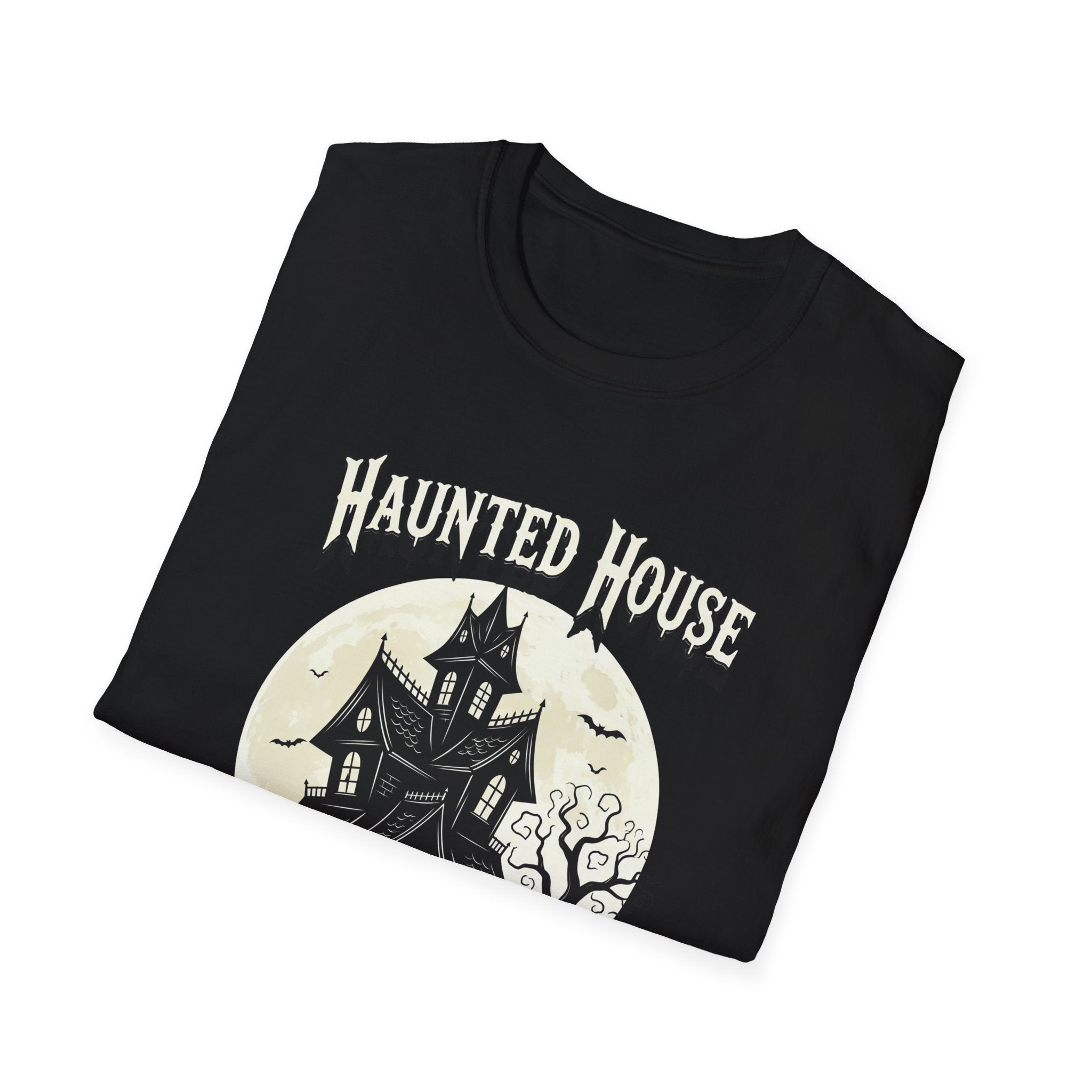 Haunted House Enthusiast  Unisex Softstyle T-Shirt | Spooky Vibes, Halloween Costume, Gift for Ghost Lovers, Autumn Wardrobe Essential