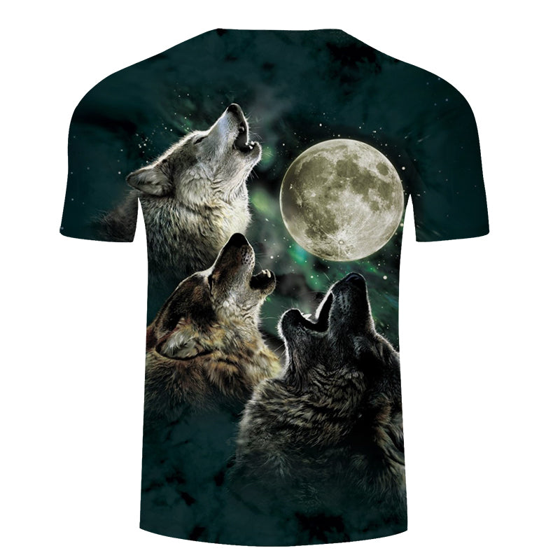 3D Wolf Digital Print T-shirt