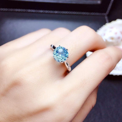 Natural Fireworks Cutter Sky Blue Topaz Ring