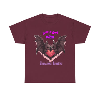 Just a Girl Who Loves Bats Unisex Heavy Cotton Tee