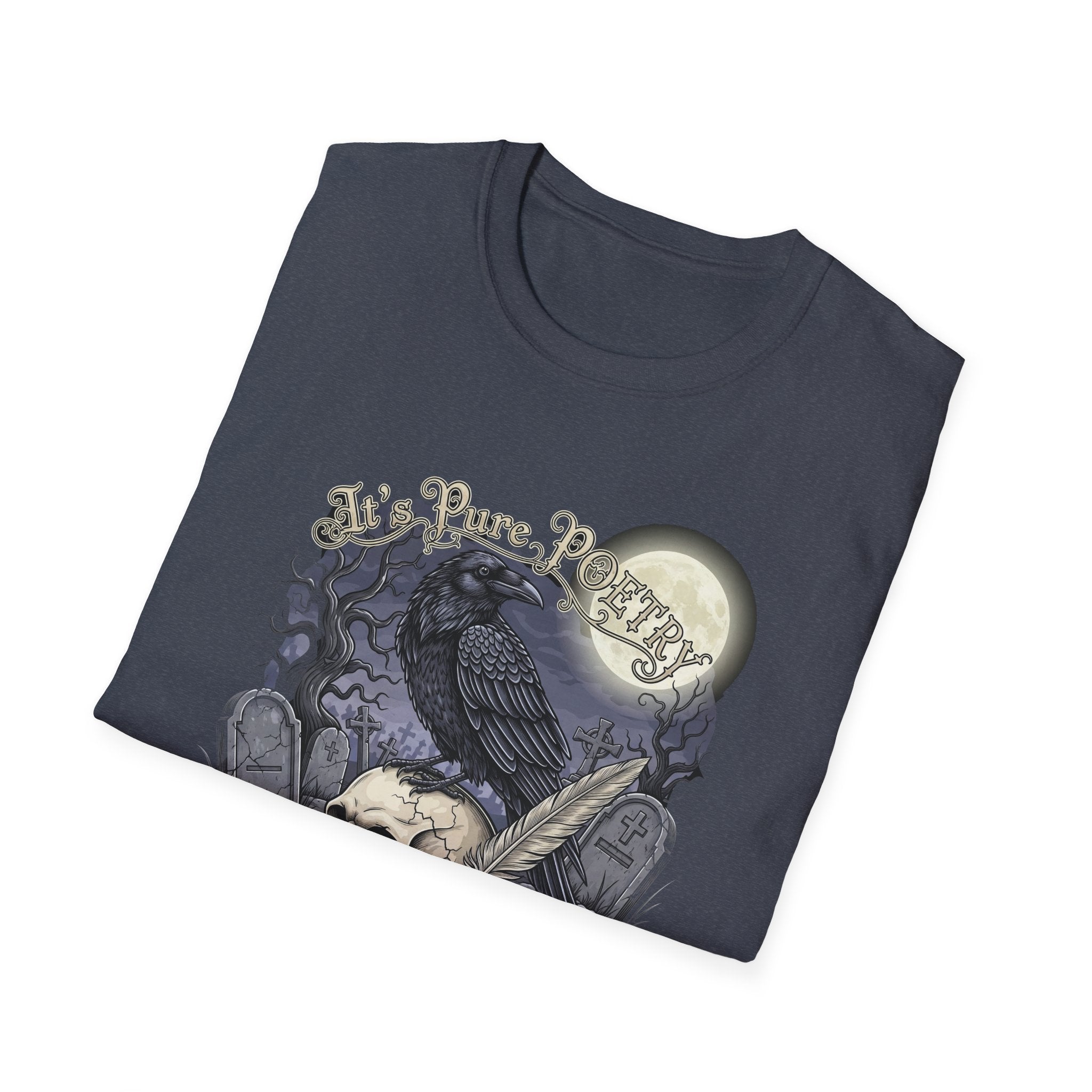 Gothic Its Pure POEtry  Graphic T-Shirt, Unisex Softstyle Tee for Halloween, Horror Fans, Casual Wear, Gift for Occasions