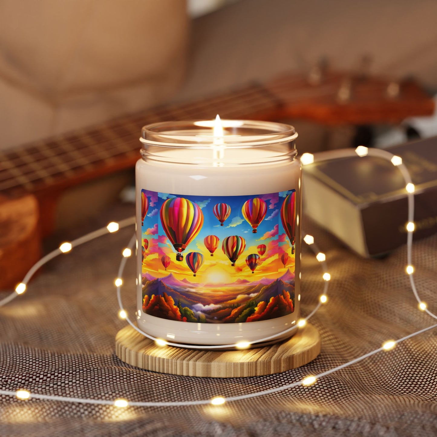 Colorful Hot Air Balloon Scented Soy Candle - 9oz Relaxing Home Fragrance