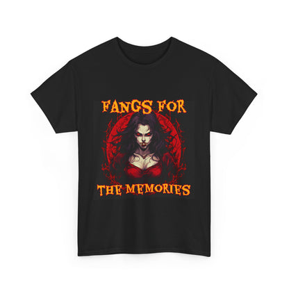 Fangs For The Memories Unisex Heavy Cotton Tee - Gothic Halloween T-Shirt