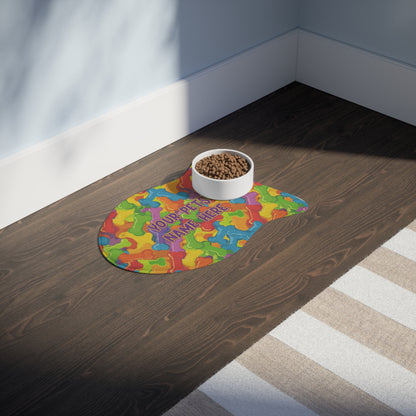 Personalized Colorful Pet Feeding Mat - Customizable with Your Pet's Name