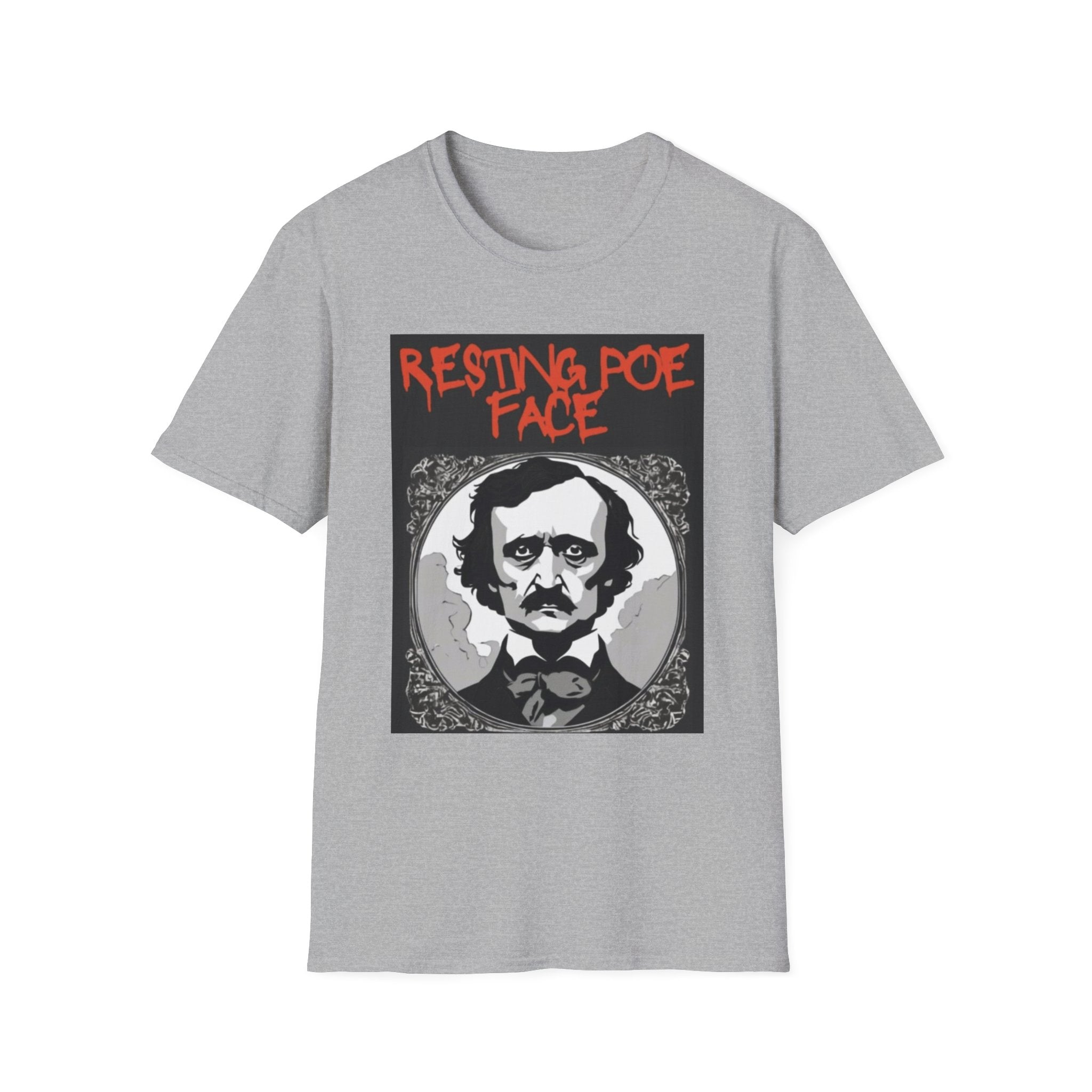 Edgar Allan Poe Resting Poe Face T-Shirt | Unisex Softstyle Tee for Book Lovers, Halloween, Literary Gifts, Horror Fans, Vintage Style