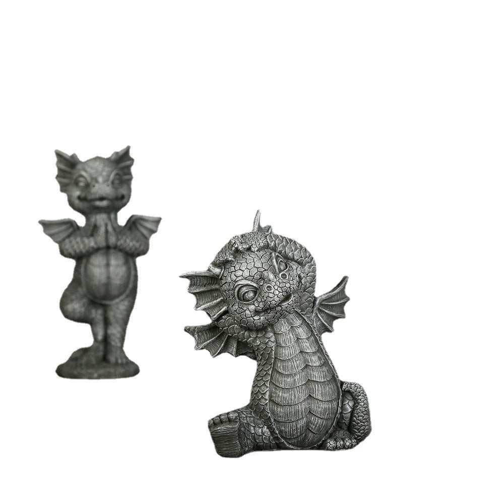 Reading Dragon Creative Garden Statue Resin Craft Ornament