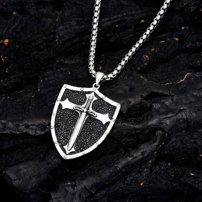 Knights Templar Shield Necklace in Sterling Silver Pendants Necklace for Men