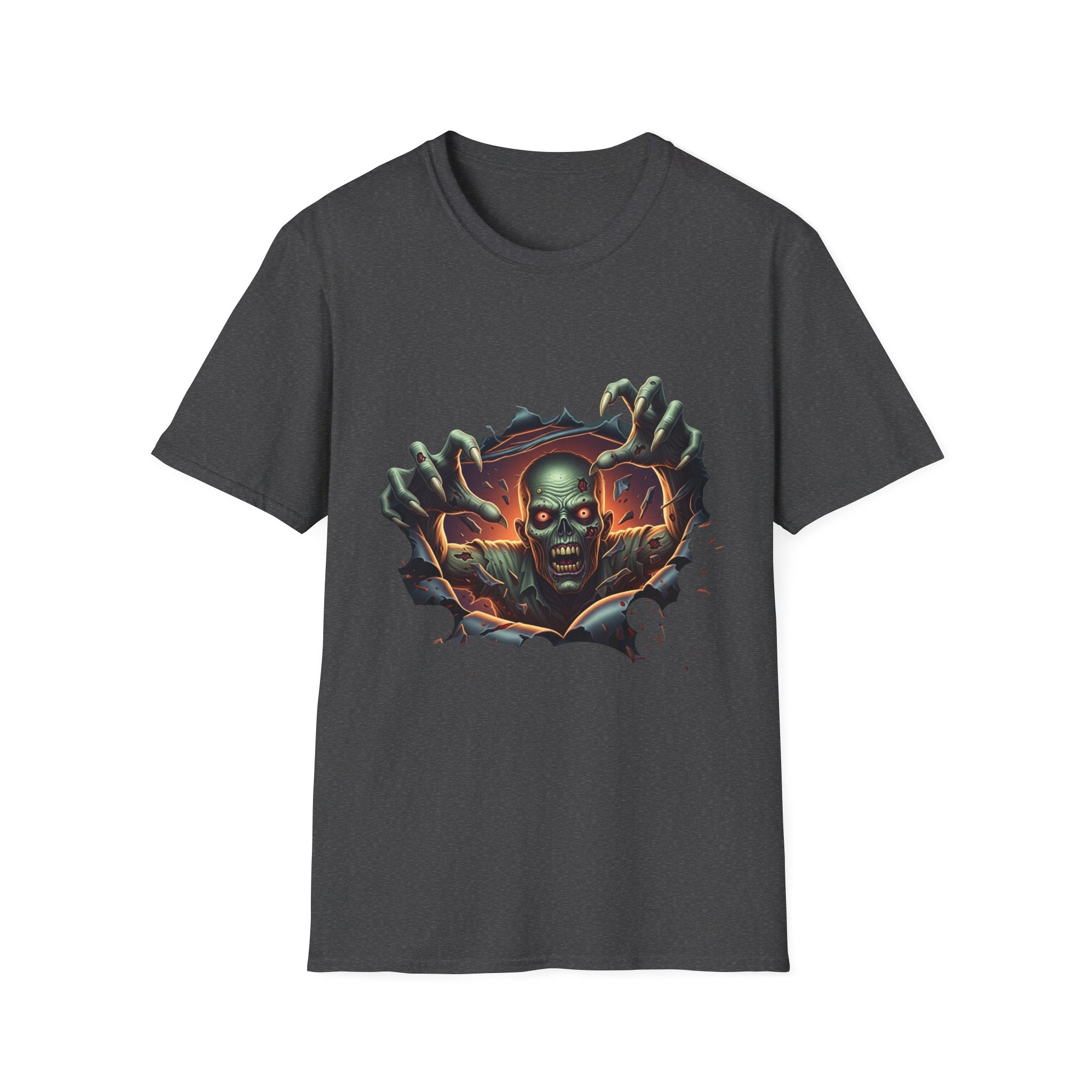 3D Spooky Zombie Graphic T-Shirt, Halloween Shirt, Unisex Softstyle Tee, Gift for Horror Fans, Casual Wear, Creepy Apparel