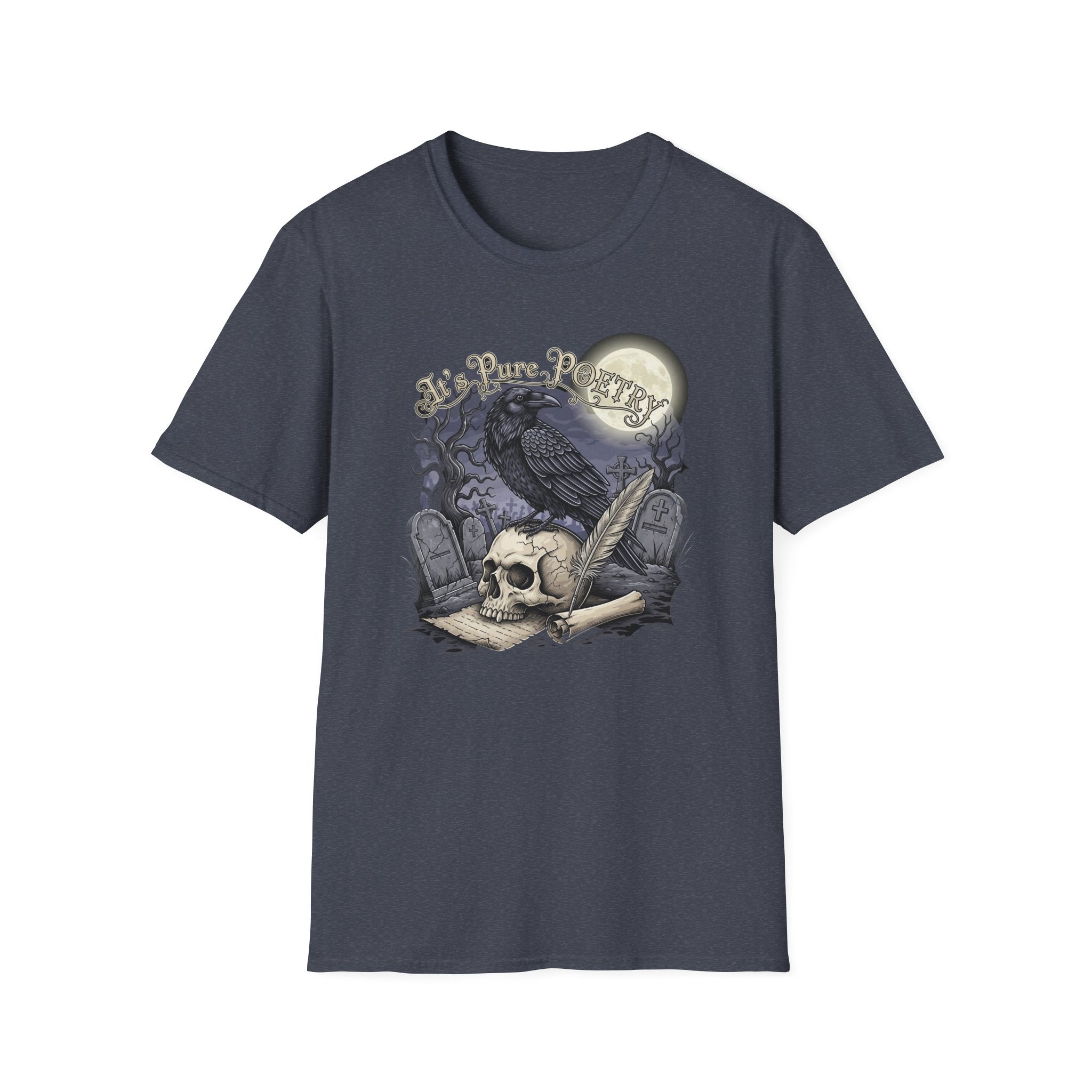 Gothic Its Pure POEtry  Graphic T-Shirt, Unisex Softstyle Tee for Halloween, Horror Fans, Casual Wear, Gift for Occasions