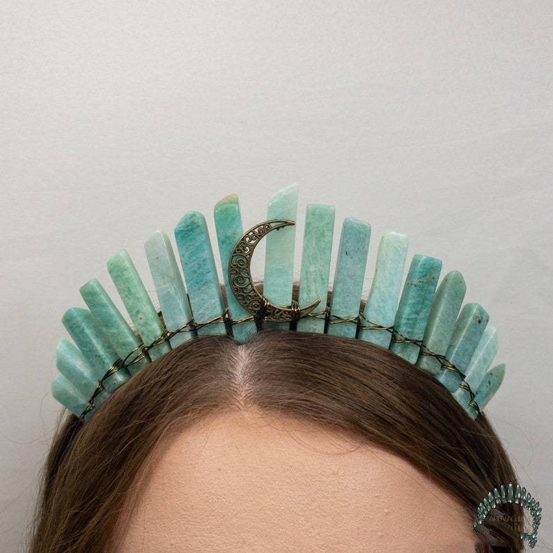 Natural Crystal Amazonite Gray Labradorite Accessories Headband