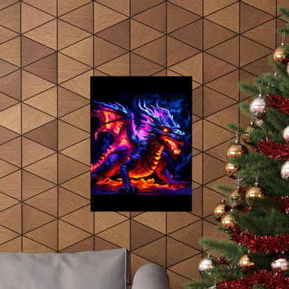 UV Black Light Reactive Neon Glow Dragon Matte Vertical Posters