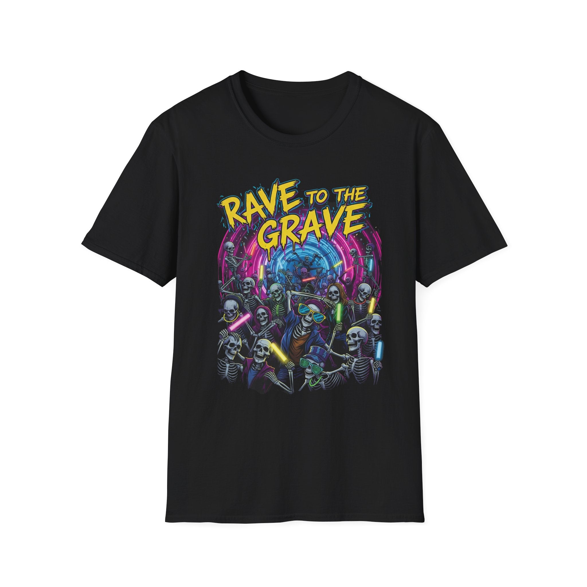 Rave to the Grave Unisex T-Shirt | Festival Wear, Halloween Costume, Gift for Party Lovers, Music Festival Tee, Graphic Shirt