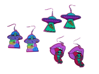 Acrylic Alien Earrings Spaceman Printed Earrings