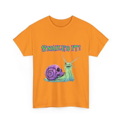 Snail Themed Unisex Heavy Cotton Tee - "Snailed It!" T-Shirt for Fun Loving Individuals