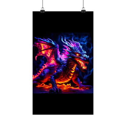 UV Black Light Reactive Neon Glow Dragon Matte Vertical Posters