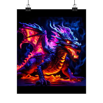 UV Black Light Reactive Neon Glow Dragon Matte Vertical Posters