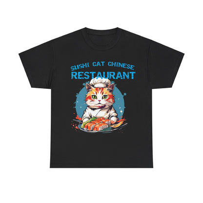 Sushi Cat Chinese Unisex Heavy Cotton Tee