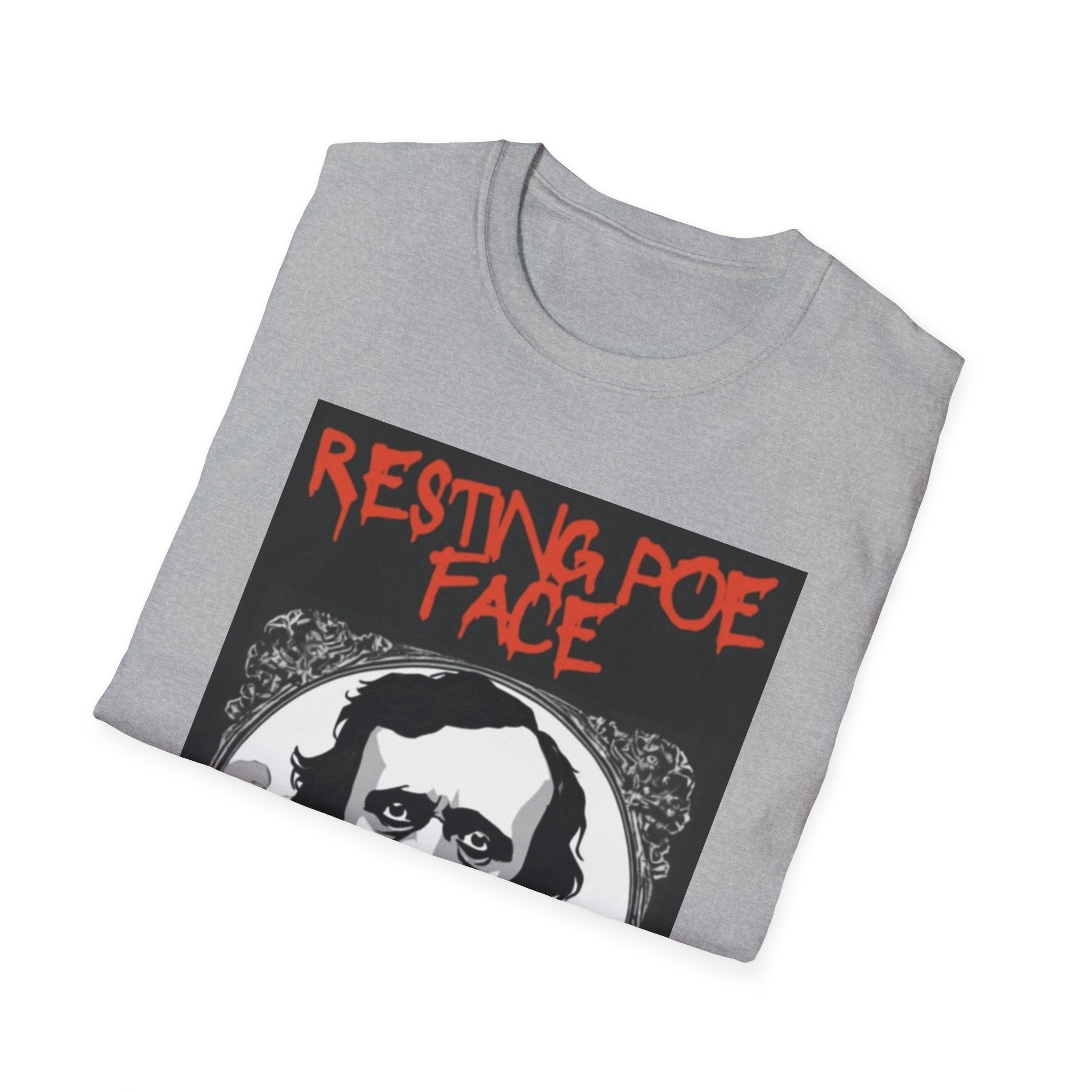 Edgar Allan Poe Resting Poe Face T-Shirt | Unisex Softstyle Tee for Book Lovers, Halloween, Literary Gifts, Horror Fans, Vintage Style