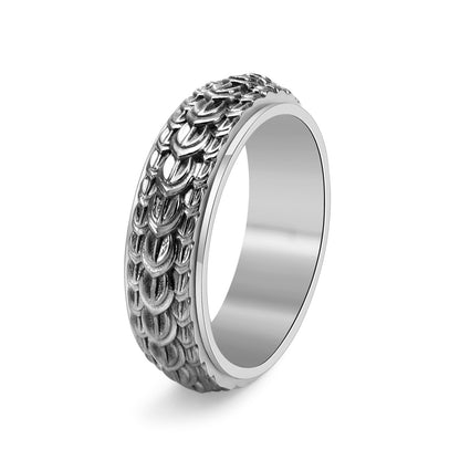 Personality Dragon Scale Rotatable Ring Male Titanium Steel