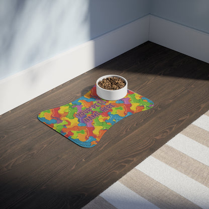 Personalized Colorful Pet Feeding Mat - Customizable with Your Pet's Name