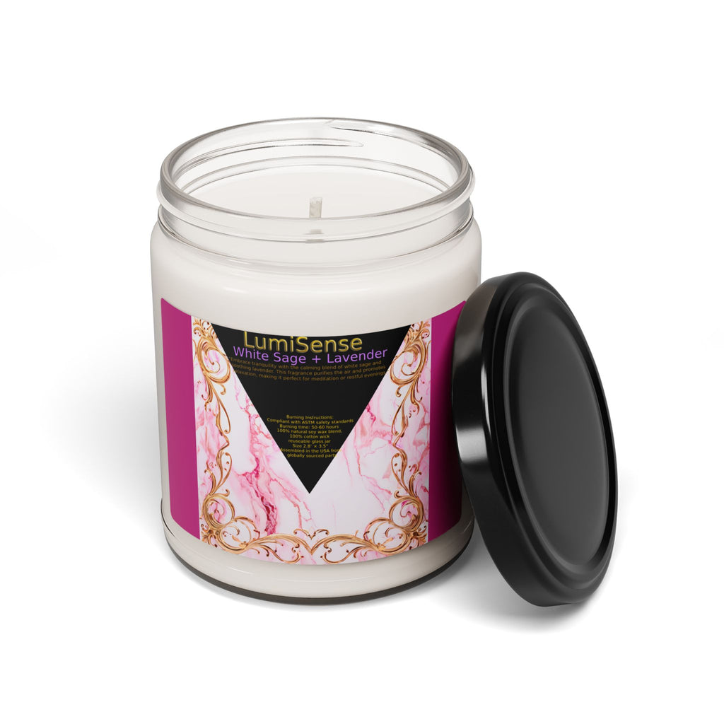 LumiSense White Sage + Lavender Scented Soy Candle - 9oz Relaxation Gift