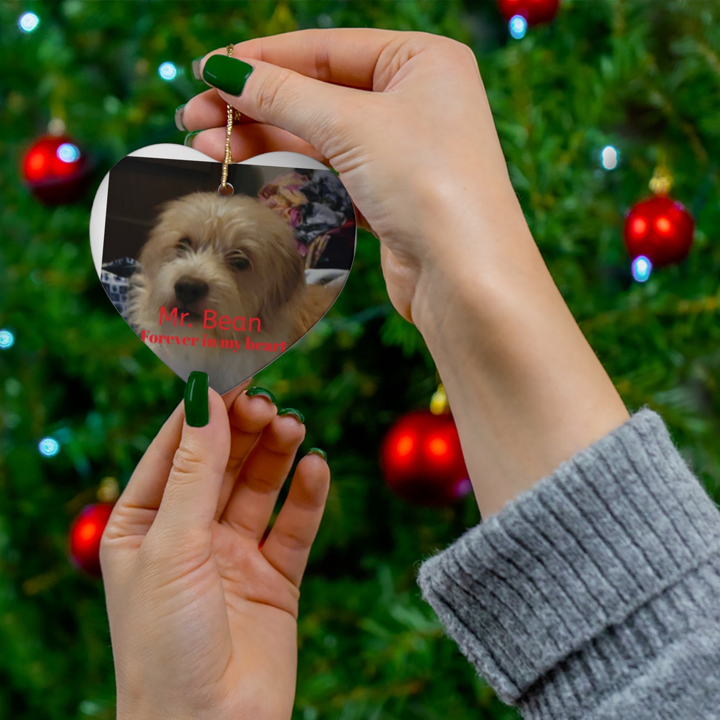 Personalized Pet Memorial Ceramic Ornament - Forever in My Heart - Star Shape