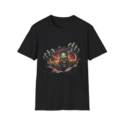 3D Spooky Zombie Graphic T-Shirt, Halloween Shirt, Unisex Softstyle Tee, Gift for Horror Fans, Casual Wear, Creepy Apparel