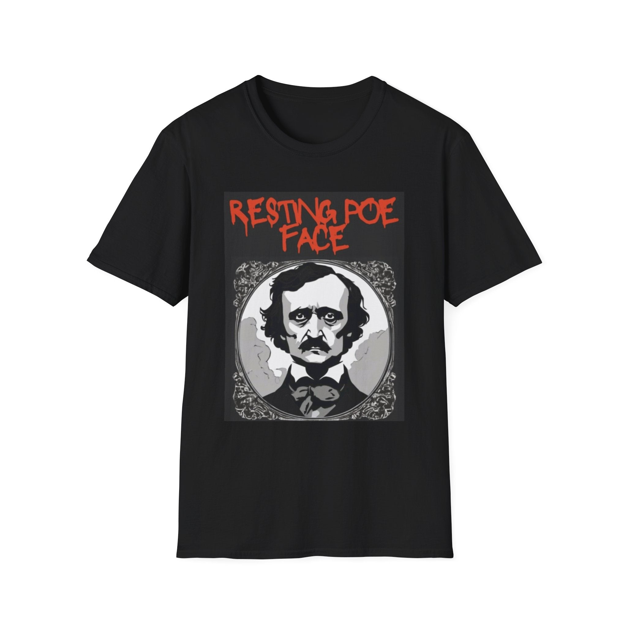 Edgar Allan Poe Resting Poe Face T-Shirt | Unisex Softstyle Tee for Book Lovers, Halloween, Literary Gifts, Horror Fans, Vintage Style