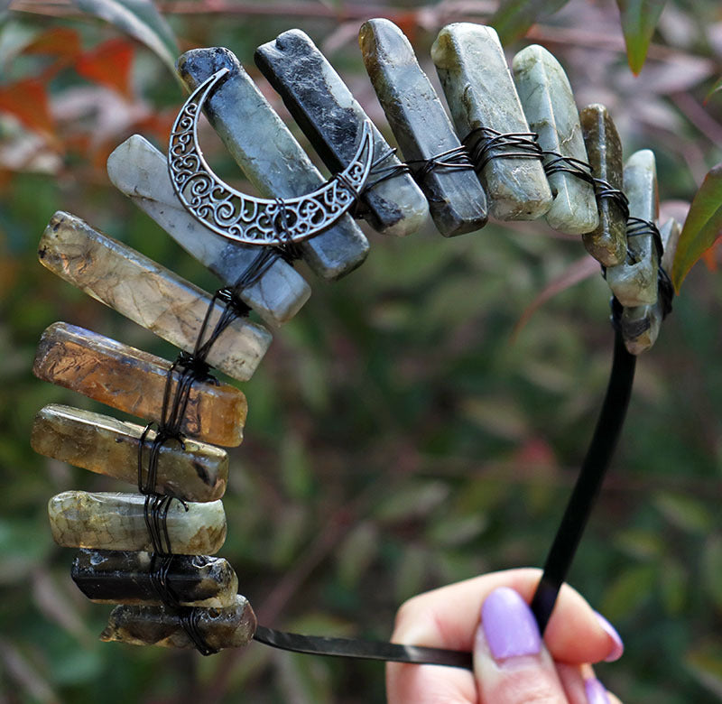 Natural Crystal Amazonite Gray Labradorite Accessories Headband