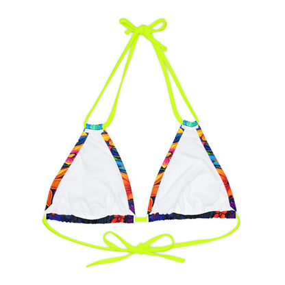 Psychedelic Flower Power Strappy Triangle Bikini Top (AOP)