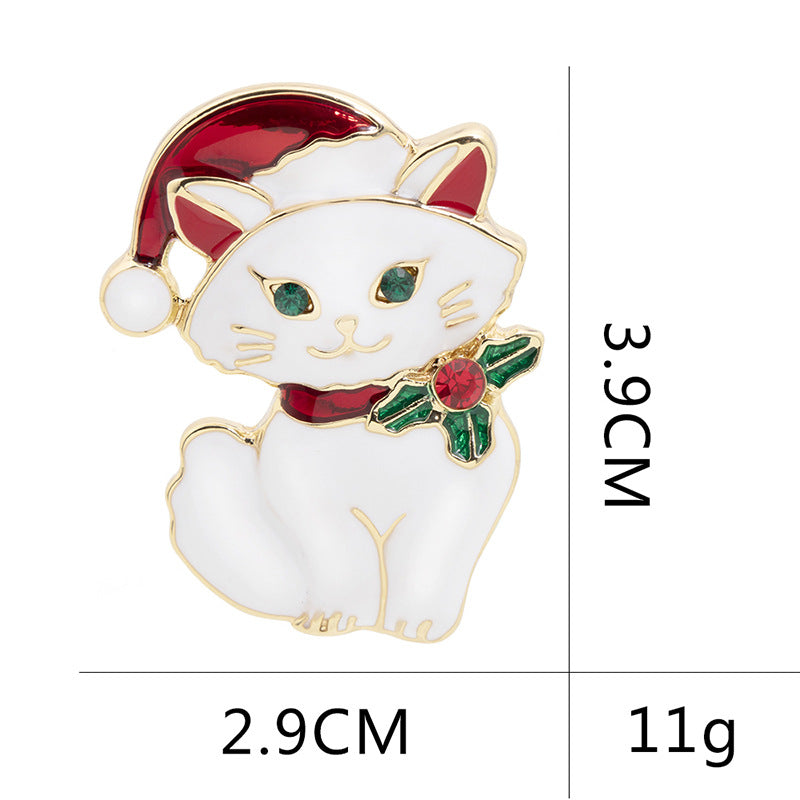 Cute Cat Christmas Hat Corsage Fashion Brooch