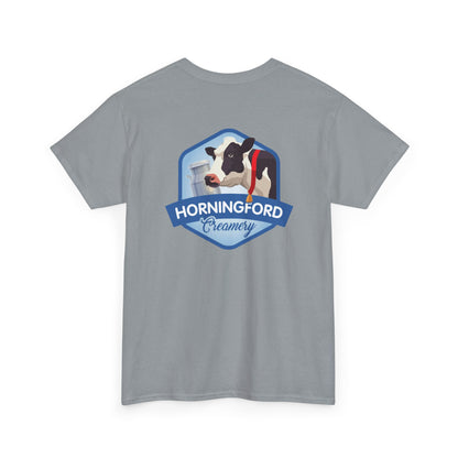 Horningford Creamery Unisex Heavy Cotton Tee - Farm Fresh Design with Cow Graphic