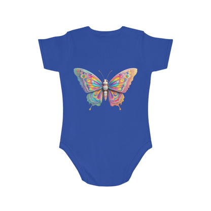 Cute Baby Animal Bodysuit with Colorful Tiger and Butterfly Designs