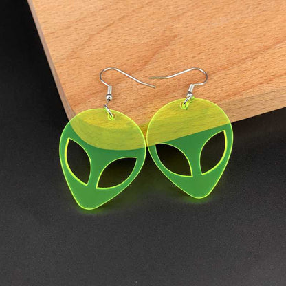 Transparent Fluorescent Green Alien Earrings