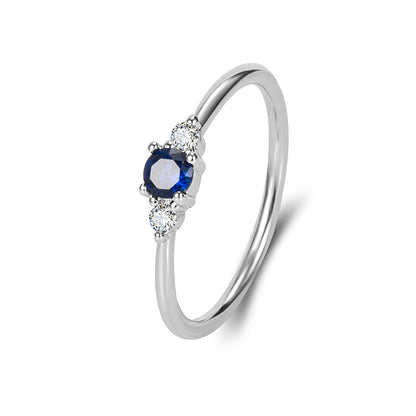 Exquisite And Small Blue Diamond 14K Gold Ring Light Simple Zircon