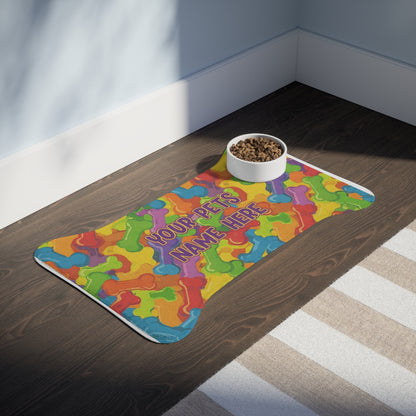 Personalized Colorful Pet Feeding Mat - Customizable with Your Pet's Name