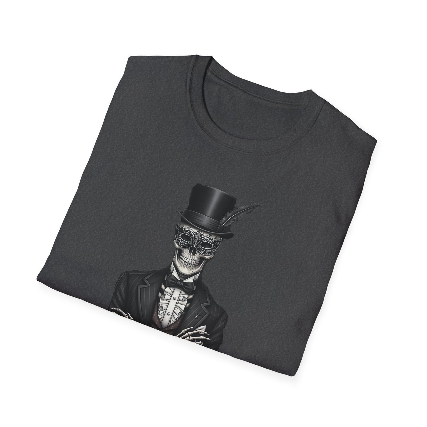 Dapper Dans Top Hat Emporium T-Shirt, Skeleton Shirt, Unisex Graphic Tee, Halloween Apparel, Unique Gift for Goth Style